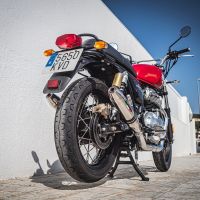 Escape compatible con Royal Enfield Interceptor 650 2019-2020, Deeptone Inox, Par de terminales de escape homologados, con db killer extraíble, catalizadores y tubo de conexión específico 