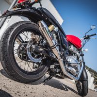 Escape compatible con Royal Enfield Interceptor 650 2019-2020, Deeptone Inox, Par de terminales de escape homologados, con db killer extraíble, catalizadores y tubo de conexión específico 