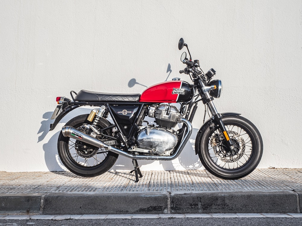 Escape compatible con Royal Enfield Continental 650 2019-2020, Powercone Evo, Par de terminales de escape homologados, con db killer extraíble, catalizadores y tubo de conexión específico 