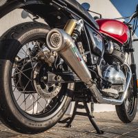 Escape compatible con Royal Enfield Continental 650 2019-2020, Powercone Evo, Par de terminales de escape homologados, con db killer extraíble, catalizadores y tubo de conexión específico 