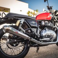 Escape compatible con Royal Enfield Continental 650 2019-2020, Powercone Evo, Par de terminales de escape homologados, con db killer extraíble, catalizadores y tubo de conexión específico 