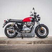 Escape compatible con Royal Enfield Interceptor 650 2019-2020, Satinox, Par de terminales de escape homologados, con db killer extraíble, catalizadores y tubo de conexión específico 