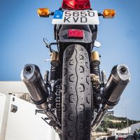 Escape compatible con Royal Enfield Interceptor 650 2019-2020, Satinox, Par de terminales de escape homologados, con db killer extraíble, catalizadores y tubo de conexión específico 