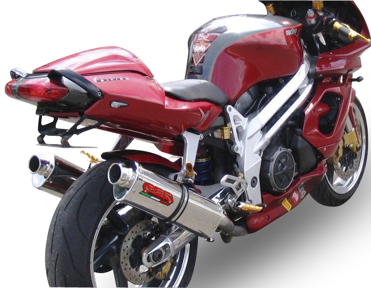 Escape compatible con Aprilia Rsv 1000 R Factory 2006-2010, Trioval, Par de terminales de escape homologados, con db killer extraíbles y tubos de conexión específicos 