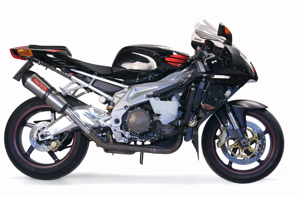 Escape compatible con Aprilia Rsv 1000 R Factory 2006-2010, Gpe Ann. titanium, Par de terminales de escape homologados, con db killer extraíble, catalizadores y tubo de conexión específico 