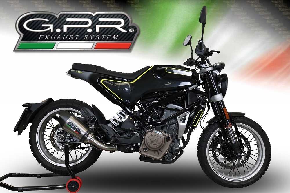 Escape compatible con Husqvarna Svartpilen 401 2018-2019, GP Evo4 Titanium, Escape legal, homologado, silenciador con db killer desmontable y tubo de conexión específico 