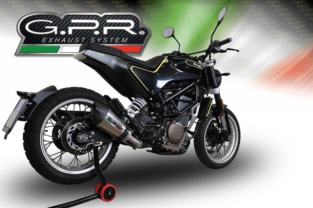 Escape compatible con Husqvarna Svartpilen 401 2018-2019, GP Evo4 Titanium, Escape legal, homologado, silenciador con db killer desmontable y tubo de conexión específico 