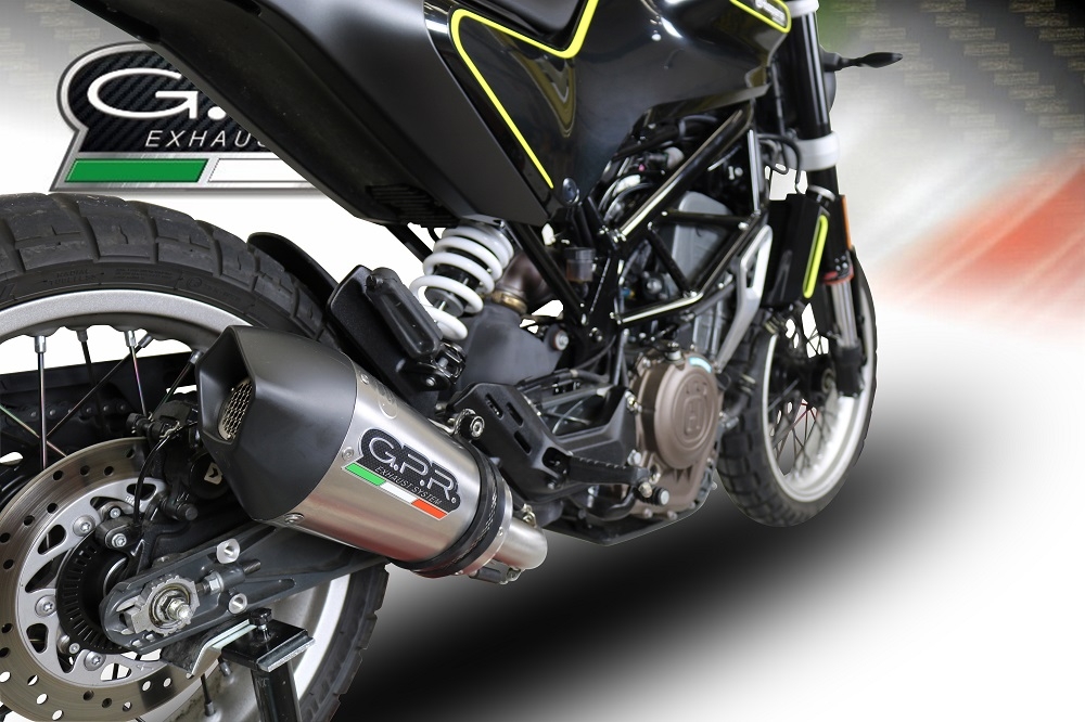 Escape compatible con Husqvarna Svartpilen 401 2018-2019, GP Evo4 Titanium, Escape legal, homologado, silenciador con db killer desmontable y tubo de conexión específico 