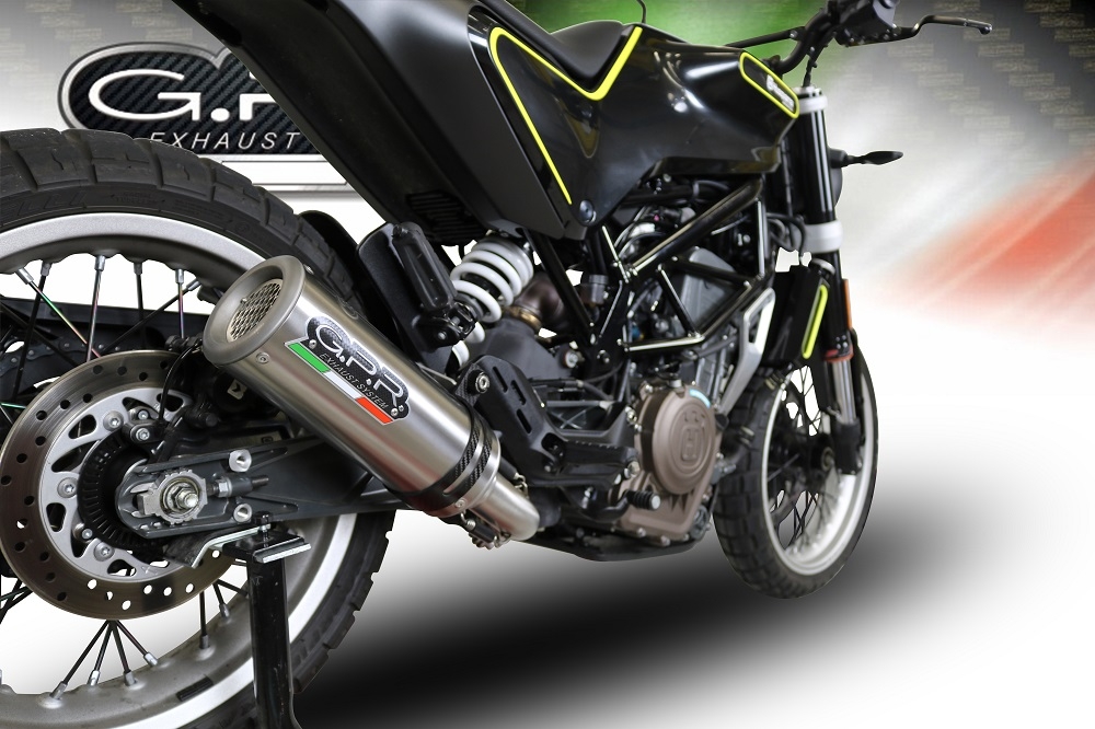 Escape compatible con Husqvarna Svartpilen 401 2018-2019, M3 Titanium Natural, Escape legal, homologado, silenciador con db killer desmontable y tubo de conexión específico 