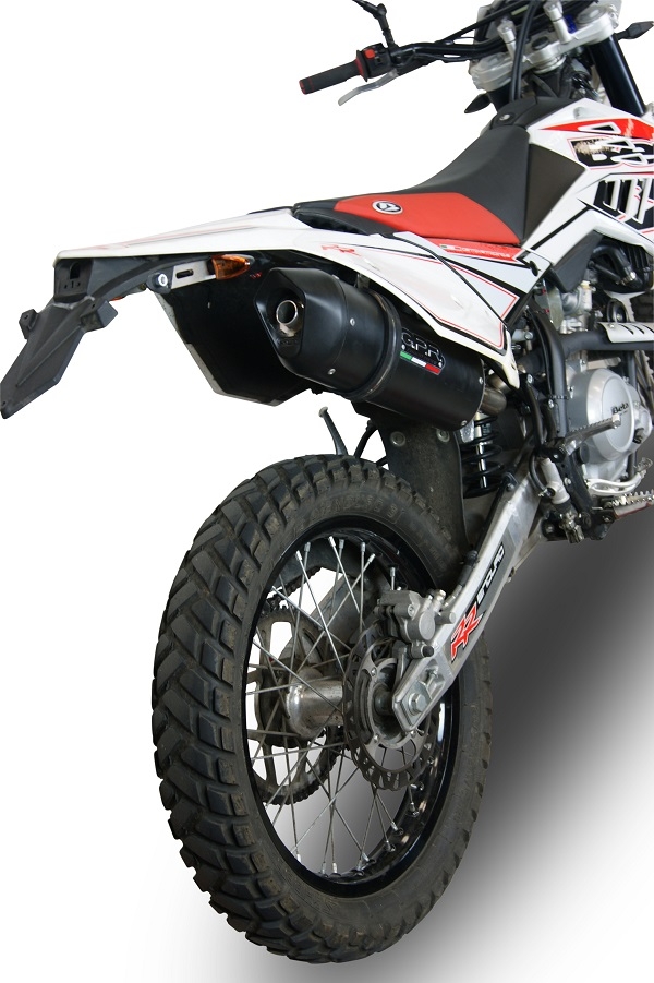 Escape compatible con Beta RR 125 Enduro Lc 4t 2010-2018, Furore Nero, Escape legal, homologado, silenciador con db killer desmontable y tubo de conexión específico 