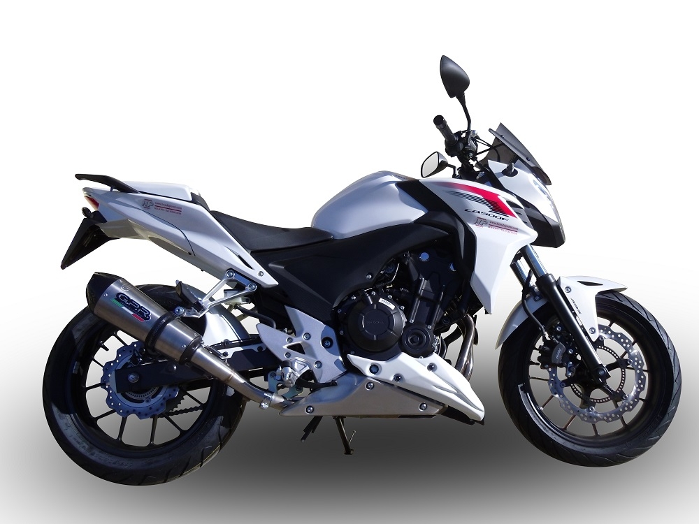 Escape compatible con Honda Cb 500 F 2016-2018, GP Evo4 Titanium, Escape legal, homologado, silenciador con db killer desmontable y tubo de conexión específico 