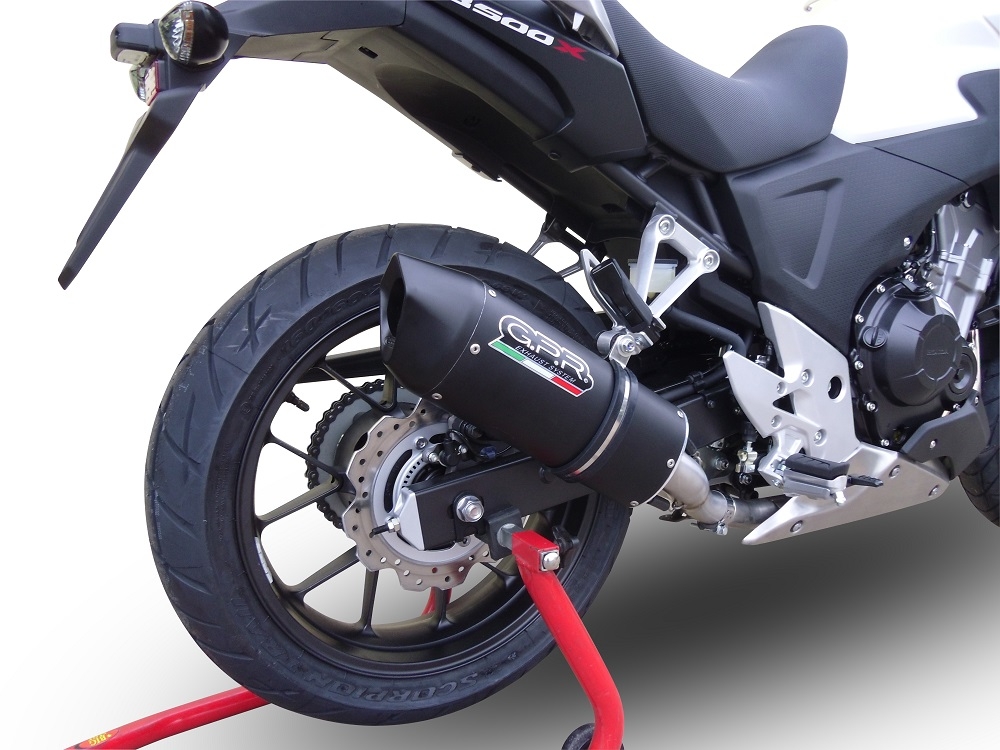 Escape compatible con Honda Cb 400 X 2016-2018, Furore Evo4 Nero, Escape legal, homologado, silenciador con db killer desmontable y tubo de conexión específico 