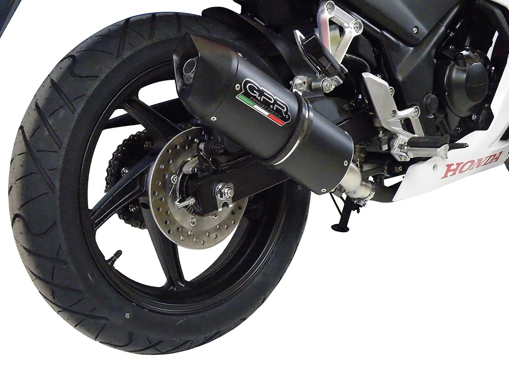 Escape compatible con Honda Cbr 300 R 2014-2016, Furore Nero, Escape racing, silenciador con tubo de conexion, articulo sin homologacion 