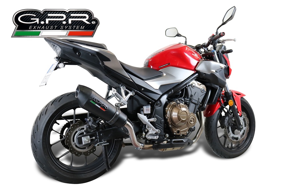 GPR escape compatible con  Honda Cb 500 F 2021-2025, New Grand Prix Evo Black Titanium, Escape legal, homologado, silenciador con db killer desmontable y tubo de conexión específico 