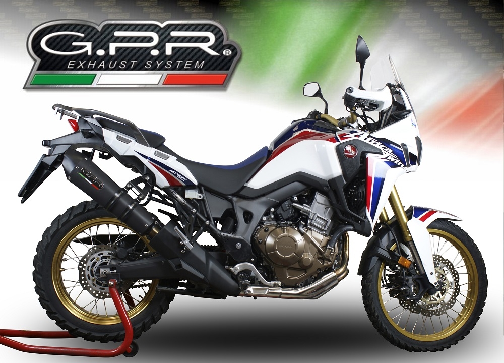 Escape compatible con Honda Crf 1000 L Africa Twin 2015-2017, Gpe Ann. Black titanium, Escape legal, homologado, silenciador con db killer desmontable y tubo de conexión específico 