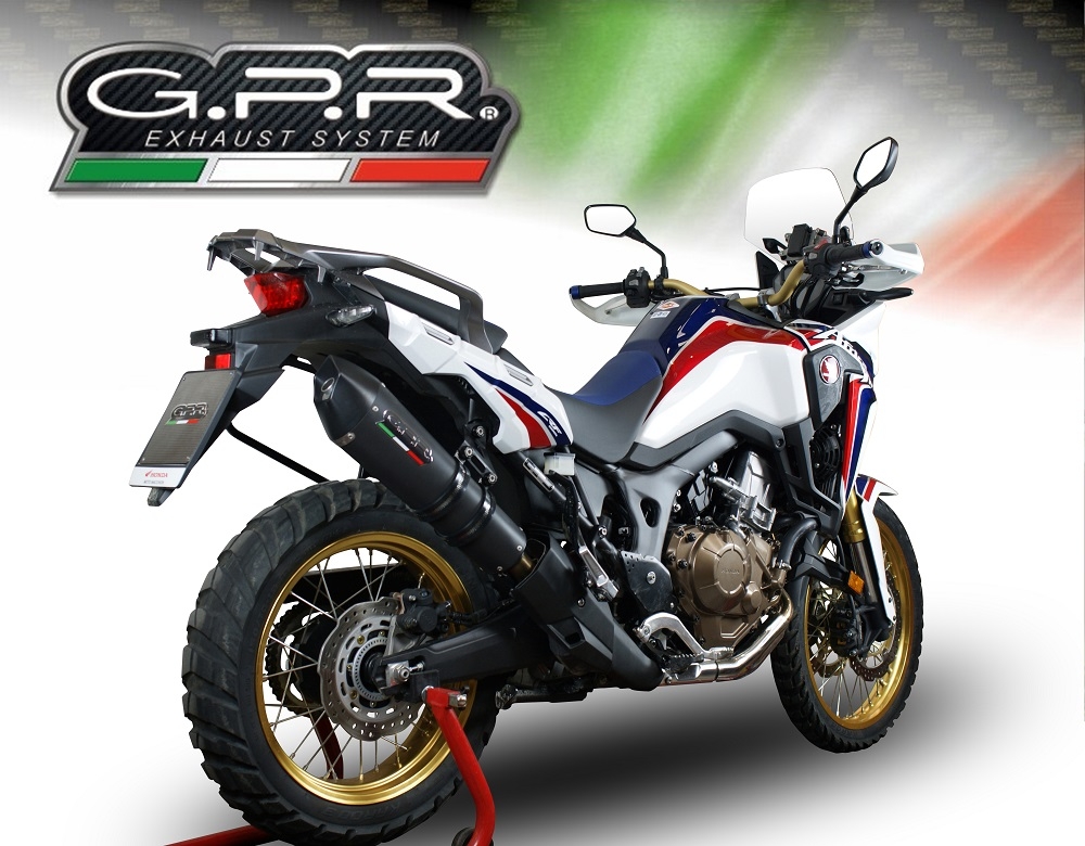Escape compatible con Honda Crf 1000 L Africa Twin 2015-2017, Gpe Ann. Black titanium, Escape legal, homologado, silenciador con db killer desmontable y tubo de conexión específico 