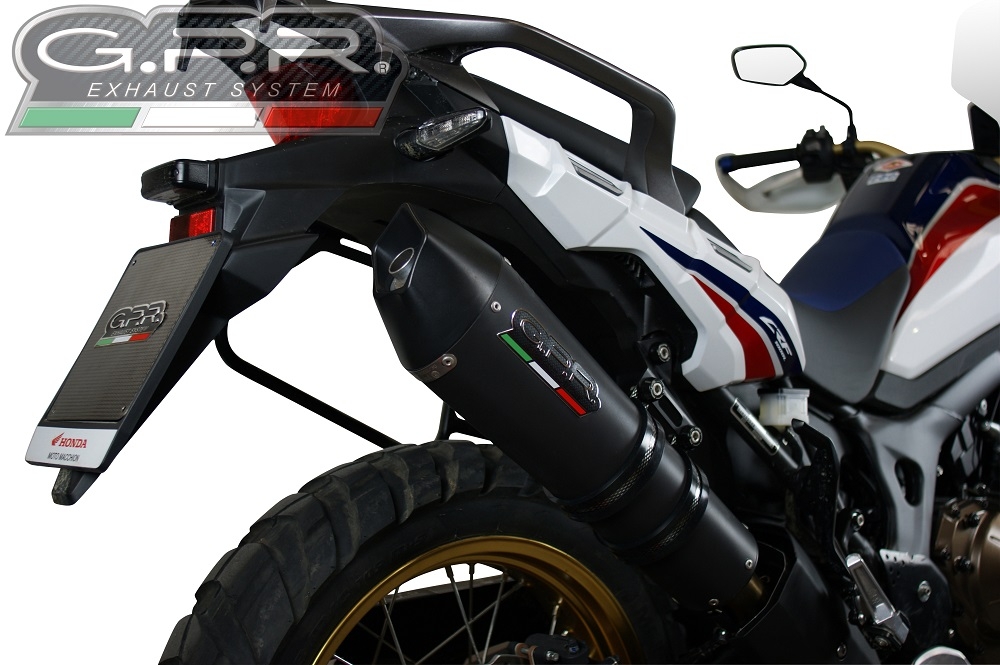 Escape compatible con Honda Crf 1000 L Africa Twin 2015-2017, Gpe Ann. Black titanium, Escape legal, homologado, silenciador con db killer desmontable y tubo de conexión específico 