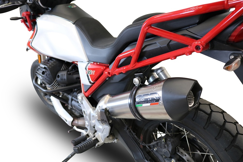 GPR escape compatible con  Moto Guzzi V85 TT 2019-2020, New Grand Prix Evo Titanium, Escape racing, silenciador con tubo de conexion, articulo sin homologacion 