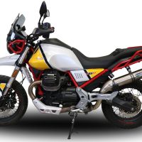 Escape compatible con Moto Guzzi V85 TT 2019-2020, M3 Titanium Natural, Escape legal, homologado, silenciador con db killer desmontable y tubo de conexión específico 