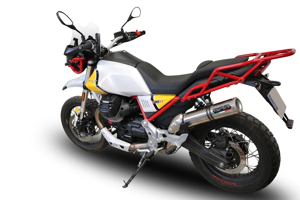 Escape compatible con Moto Guzzi V85 TT 2019-2020, M3 Titanium Natural, Escape legal, homologado, silenciador con db killer desmontable y tubo de conexión específico 