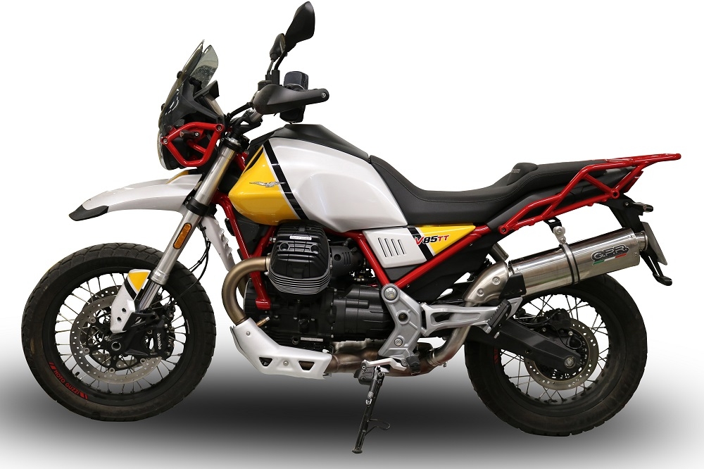 Escape compatible con Moto Guzzi V85 TT 2019-2020, Trioval, Escape legal, homologado, silenciador con db killer desmontable y tubo de conexión específico 