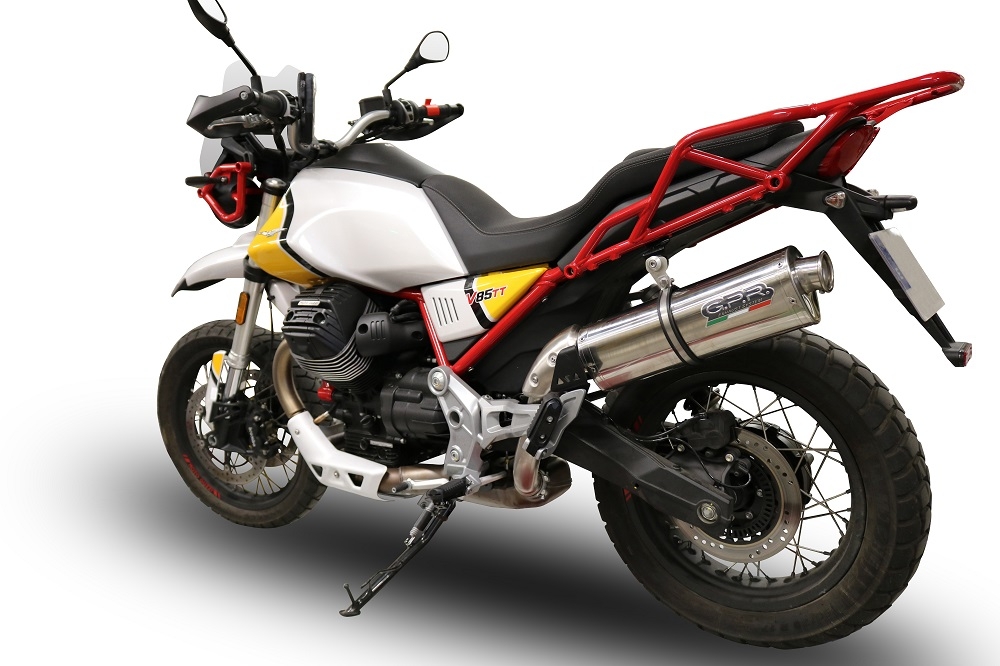 Escape compatible con Moto Guzzi V85 TT 2019-2020, Trioval, Escape legal, homologado, silenciador con db killer desmontable y tubo de conexión específico 