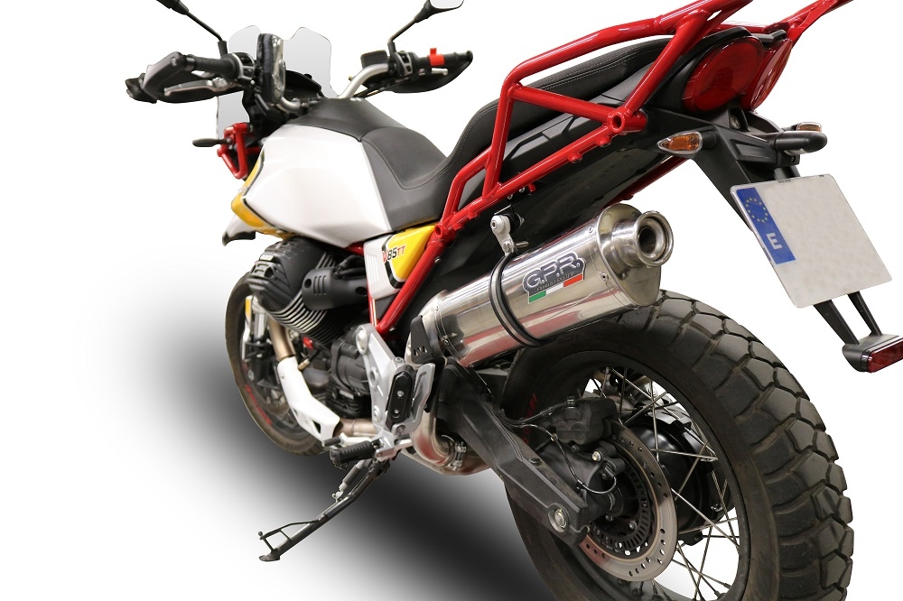 Escape compatible con Moto Guzzi V85 TT 2019-2020, Trioval, Escape legal, homologado, silenciador con db killer desmontable y tubo de conexión específico 