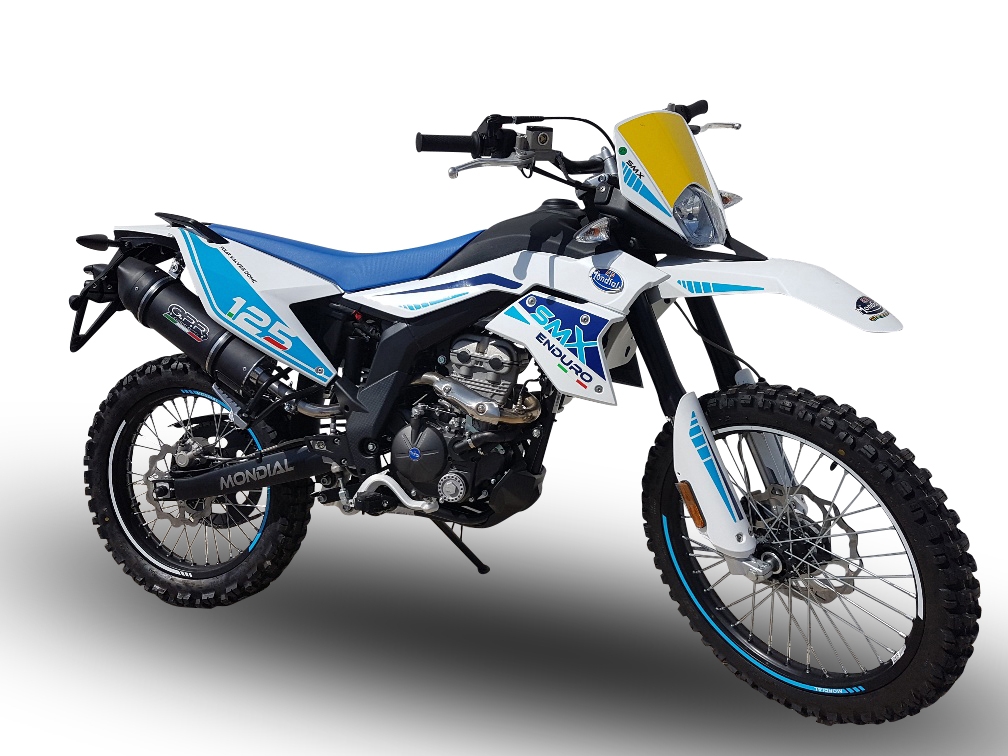 Escape compatible con F.B. Mondial Smx 125 Enduro 2021-2023, Furore Evo4 Nero, Escape homologado, legal, con db killer extraíble, tubo de conexión y catalizador 
