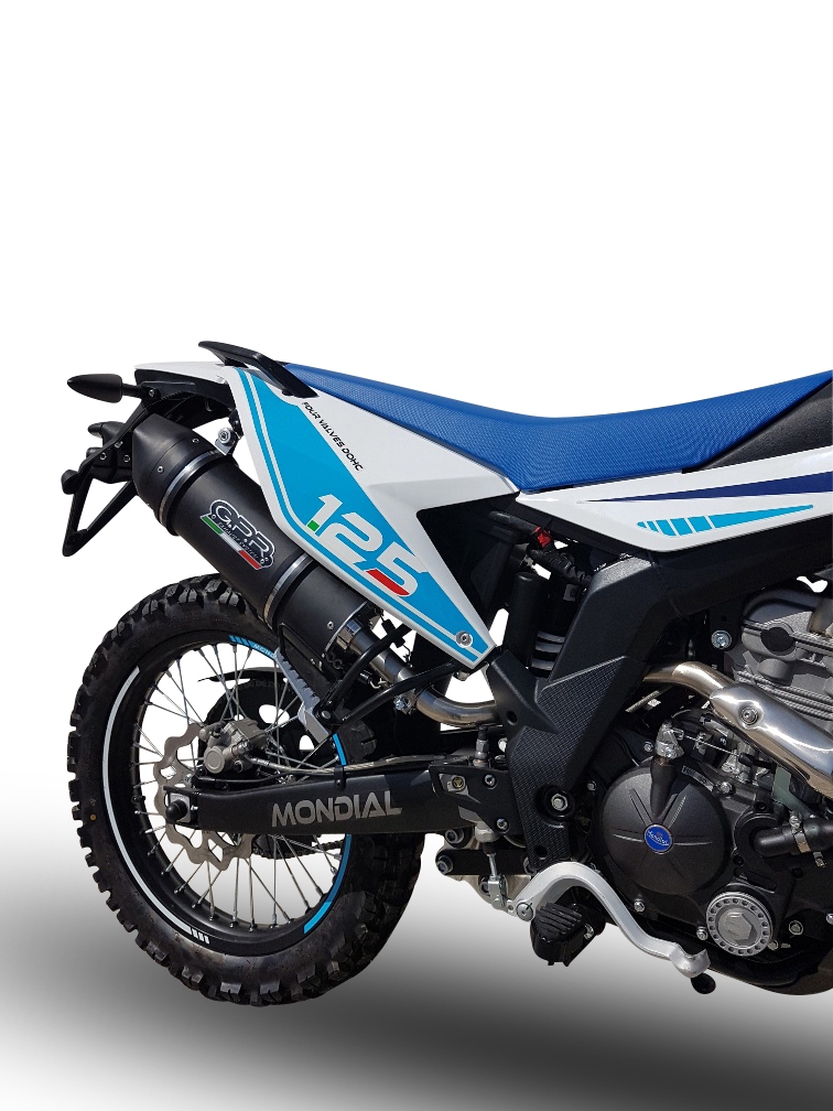 Escape compatible con F.B. Mondial Smx 125 Enduro 2021-2023, Furore Evo4 Nero, Escape homologado, legal, con db killer extraíble, tubo de conexión y catalizador 
