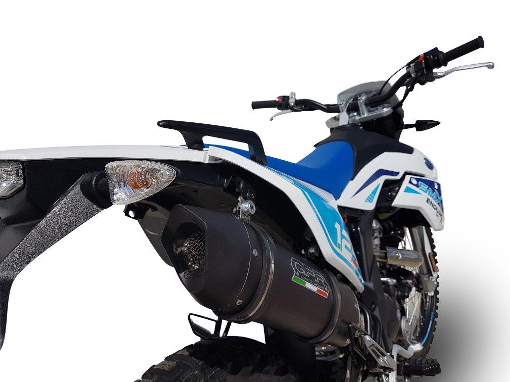 Escape compatible con F.B. Mondial Smx 125 Enduro 2021-2023, Furore Evo4 Nero, Escape homologado, legal, con db killer extraíble, tubo de conexión y catalizador 