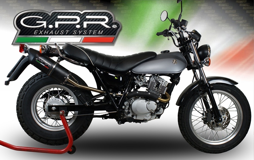 GPR escape compatible con  Suzuki Rv 200 Van Van 2016-2017, Furore Nero, Escape legal, homologado, silenciador con db killer desmontable y tubo de conexión específico 