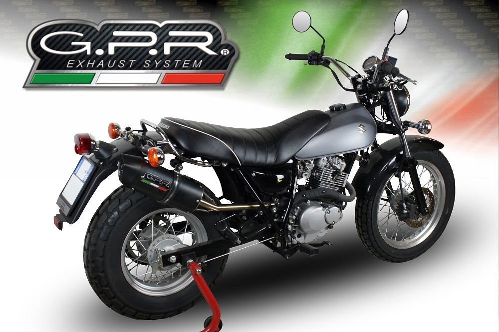 GPR escape compatible con  Suzuki Rv 200 Van Van 2016-2017, Furore Nero, Escape legal, homologado, silenciador con db killer desmontable y tubo de conexión específico 