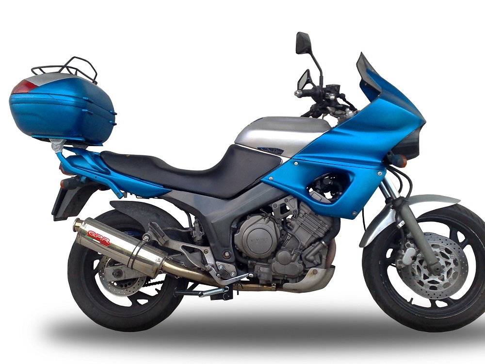 Escape compatible con Yamaha Tdm 850 1991-2001, Trioval, Par de terminales de escape homologados, con db killer extraíbles y tubos de conexión específicos 