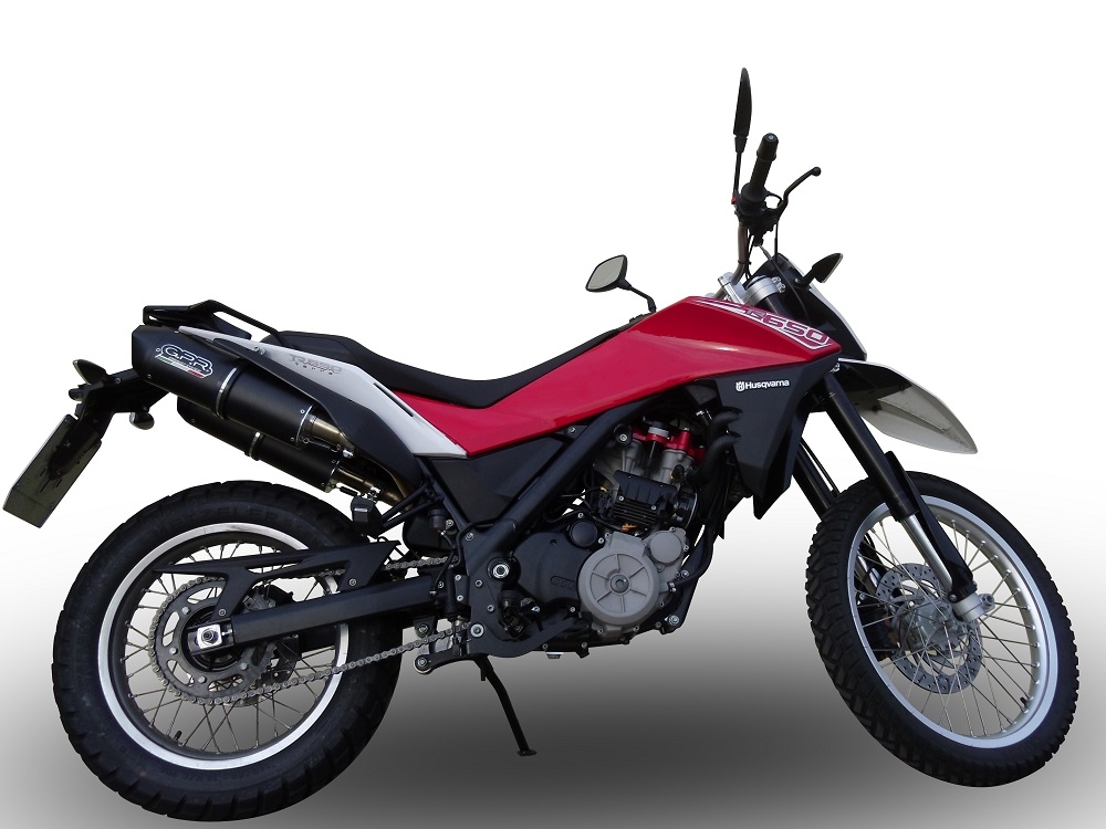 Escape compatible con Husqvarna TERRA - STRADA TR 650 2013-2015, Furore Nero, Par de terminales de escape homologados, con db killer extraíbles y tubos de conexión específicos 