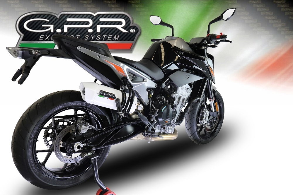 Escape compatible con Ktm Duke 790 2021-2024, Albus Evo4, Escape legal, homologado, silenciador con db killer desmontable y tubo de conexión específico 