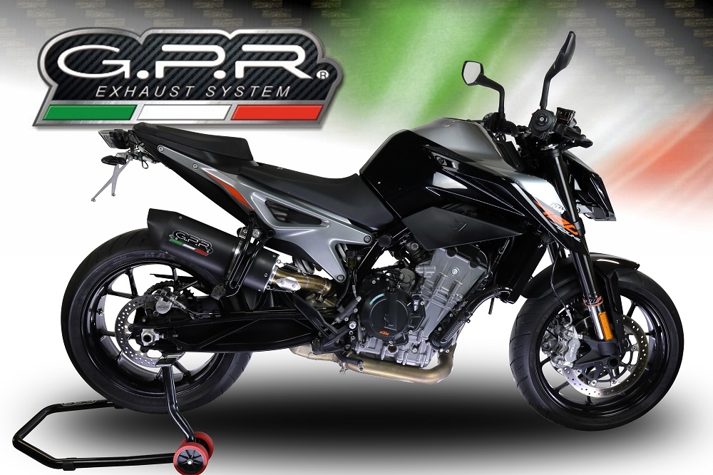 Escape compatible con Ktm Duke 790 2021-2024, Furore Nero, Escape racing, silenciador con tubo de conexion, articulo sin homologacion 