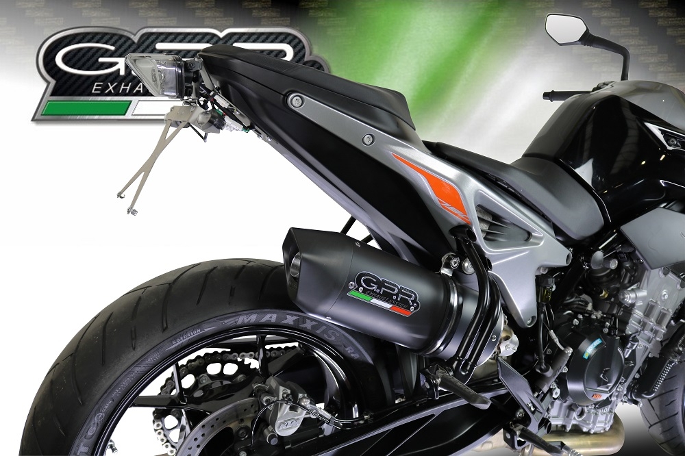 Escape compatible con Ktm Duke 790 2021-2024, Furore Nero, Escape racing, silenciador con tubo de conexion, articulo sin homologacion 