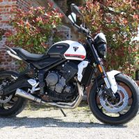 Escape compatible con Triumph Trident 660 2021-2024, M3 Inox , Escape completo racing, incluyendo colector y db killer desmontable, sin homologación 