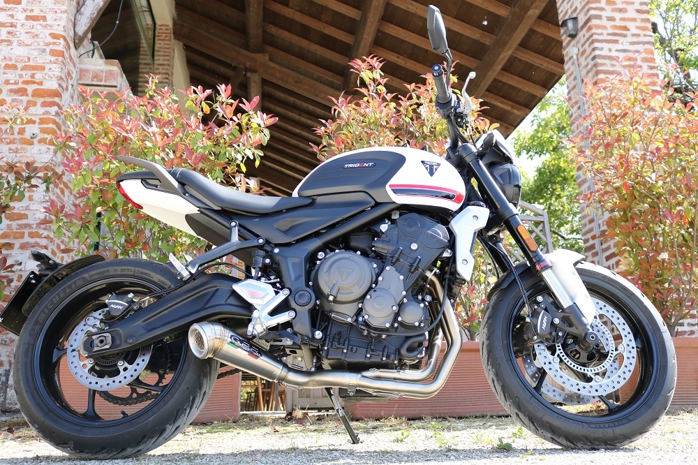 Escape compatible con Triumph Trident 660 2021-2024, Powercone Evo, Escape completo racing, incluyendo colector y db killer desmontable, sin homologación 