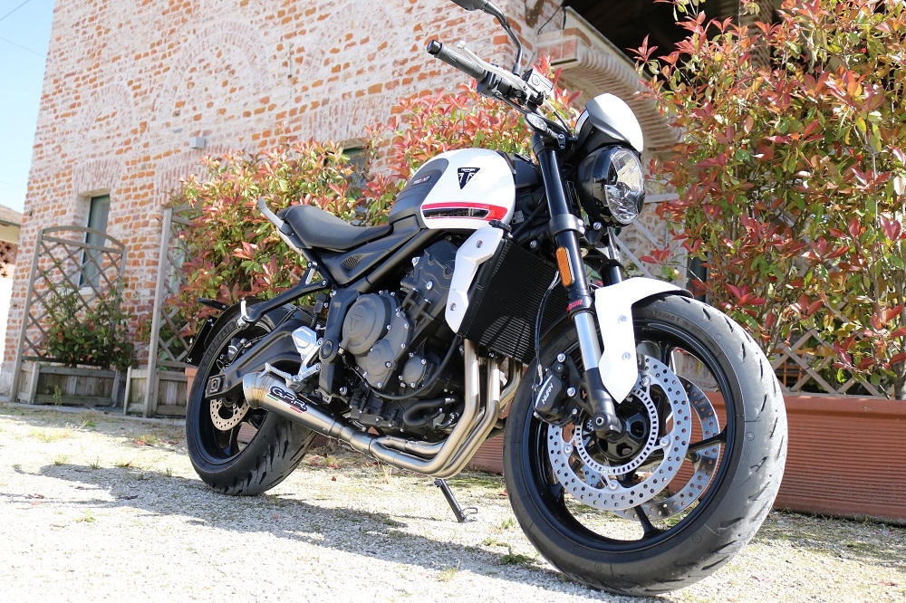 Escape compatible con Triumph Trident 660 2021-2024, Powercone Evo, Escape completo racing, incluyendo colector y db killer desmontable, sin homologación 
