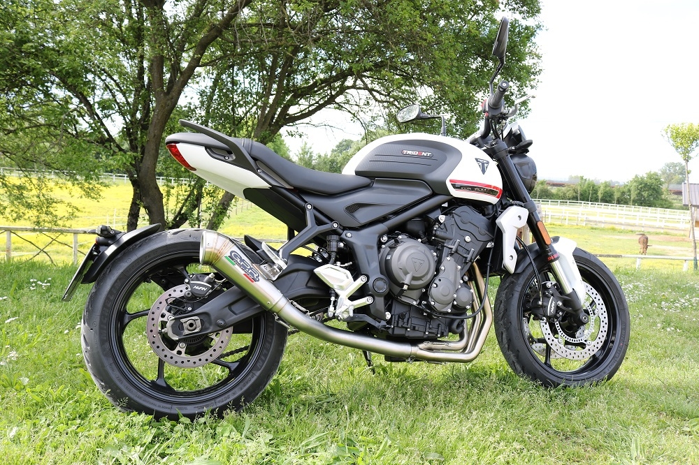 Escape compatible con Triumph Trident 660 2021-2024, Powercone Evo, Escape completo racing, incluyendo colector y db killer desmontable, sin homologación 
