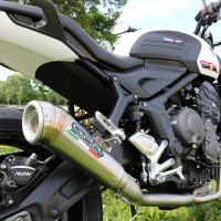 Escape compatible con Triumph Trident 660 2021-2024, Powercone Evo, Escape completo racing, incluyendo colector y db killer desmontable, sin homologación 