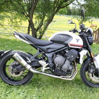 Escape compatible con Triumph Trident 660 2021-2024, M3 Inox , Escape completo racing, incluyendo colector y db killer desmontable, sin homologación 