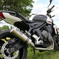 Escape compatible con Triumph Trident 660 2021-2024, M3 Titanium Natural, Escape completo homologado y legal,con catalizador incluido db killer extraíble 