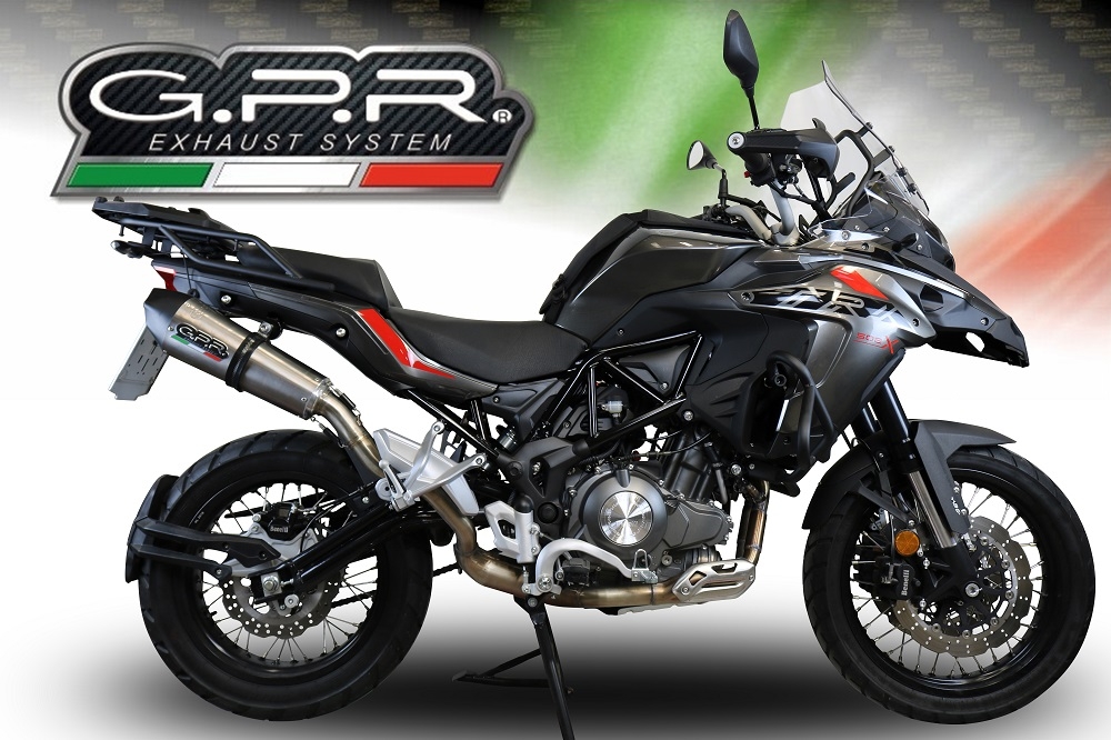 Escape compatible con Benelli Trk 502 X 2021-2024, GP Evo4 Titanium, Escape legal, homologado, silenciador con db killer desmontable y tubo de conexión específico 