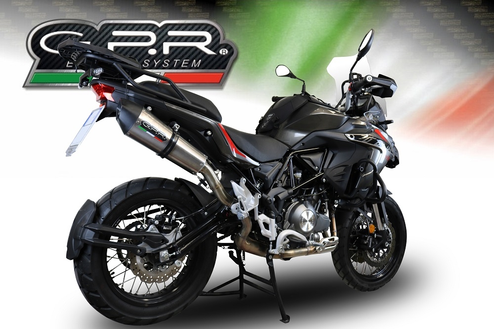 Escape compatible con Benelli Trk 502 X 2021-2024, GP Evo4 Titanium, Escape legal, homologado, silenciador con db killer desmontable y tubo de conexión específico 