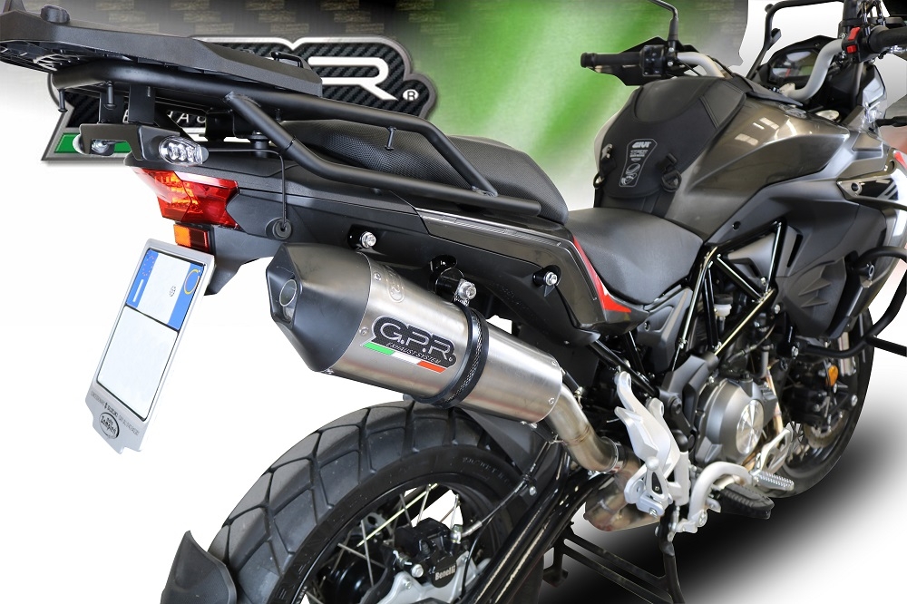 Escape compatible con Benelli Trk 502 X 2021-2024, GP Evo4 Titanium, Escape legal, homologado, silenciador con db killer desmontable y tubo de conexión específico 