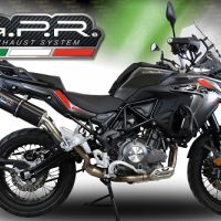 Escape compatible con Benelli Trk 502 X 2021-2024, Furore Evo4 Nero, Escape legal, homologado, silenciador con db killer desmontable y tubo de conexión específico 