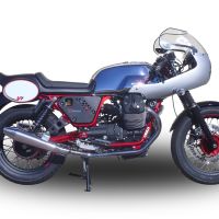 Escape compatible con Moto Guzzi V7 (I - II) Racer 2010-2016, Vintacone , Par de terminales de escape homologados, con db killer extraíble, catalizadores y tubo de conexión específico 