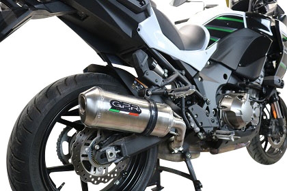 GPR escape compatible con  Kawasaki Versys 1000 I.E. 2021-2024, Satinox , Escape legal, homologado, silenciador con db killer desmontable y tubo de conexión específico 